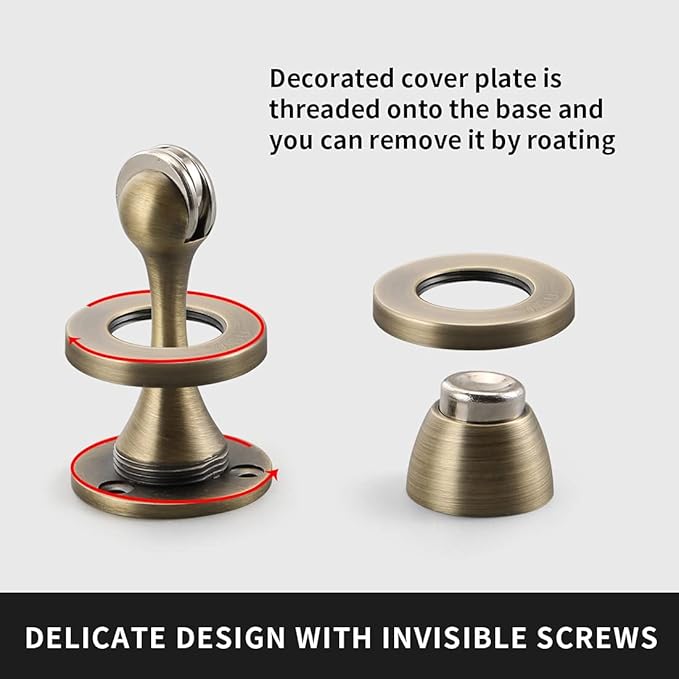 YAGU Door Stopper 6 Pack Magnetic Door Stops, Zinc Alloy Brushed Bronze Door - Image 7