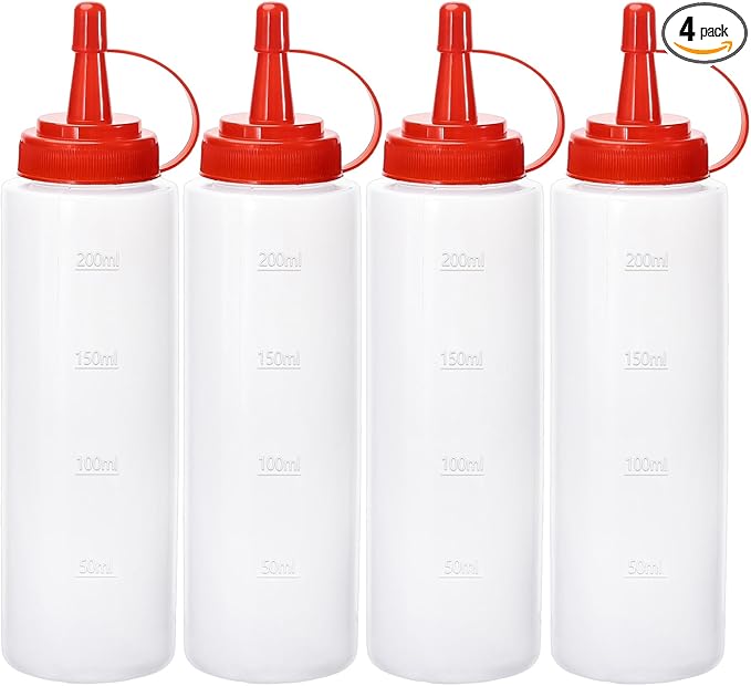Condiment Squeeze Bottles Ketchup Dispenser, 4 Pack 8oz Squeeze Bottles by Katfort