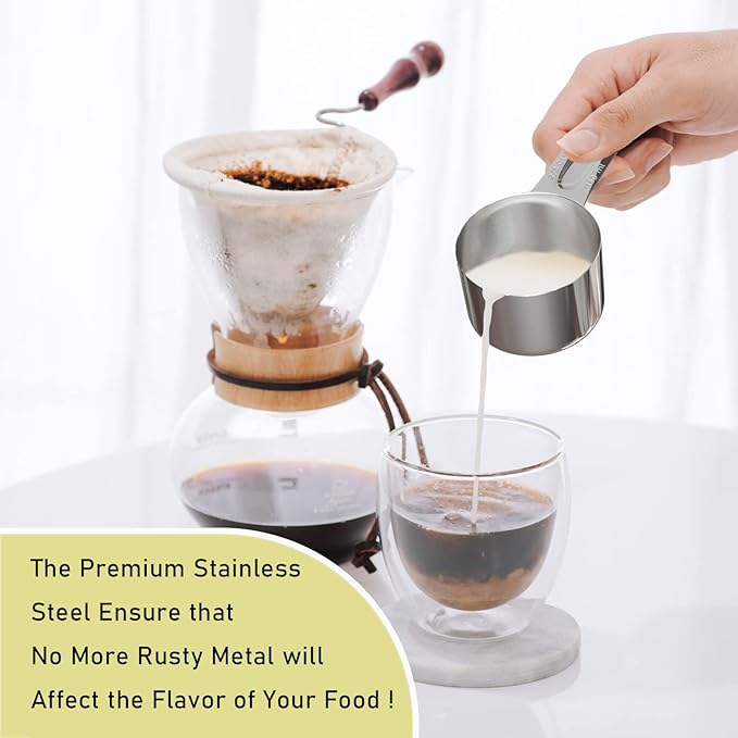 2PCS 2/3Cup Single Measuring Cup, Stainless Steel Measure Scoop, Metric and US - Image 4