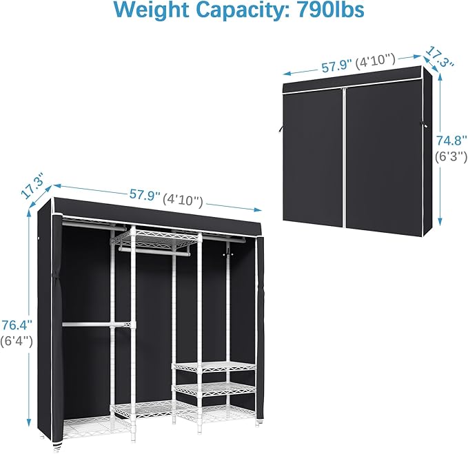 VIPEK V5C Covered Clothes Rack Heavy Duty Portable Closet Wardrobe, - Image 5