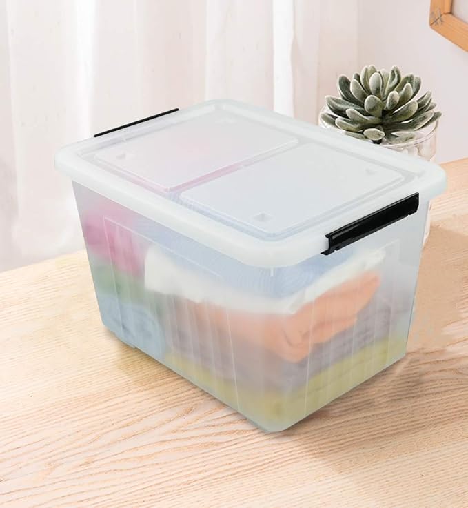 Asking 4-Pack Clear Large 50 L Plastic Storage Boxes, Plastic Storage Bins - Image 4