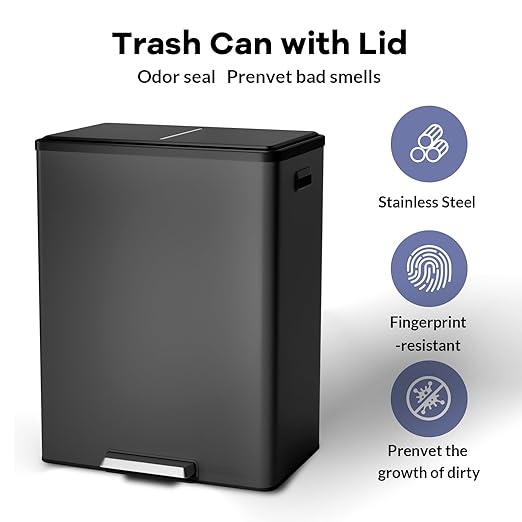 GarveeHome Step Dual Trash Can, 60L/16 Gallon Recycle Bins - Image 2