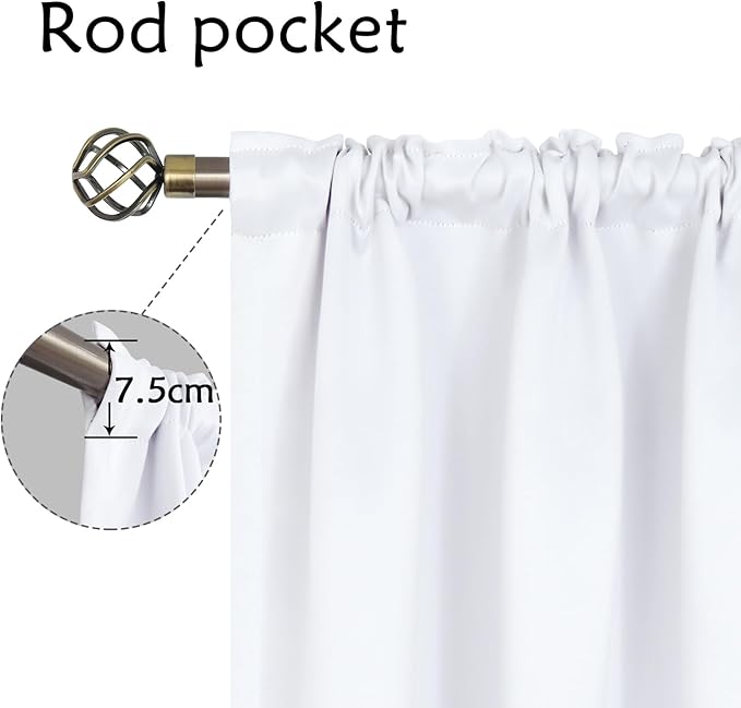 BGment Rod Pocket White Curtains 48 Inches Length - Image 3