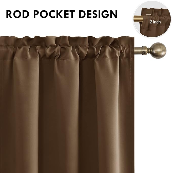 DWCN Brown Blackout Curtains for Bedroom – Rod Pocket Thermal Insulated Energy - Image 4