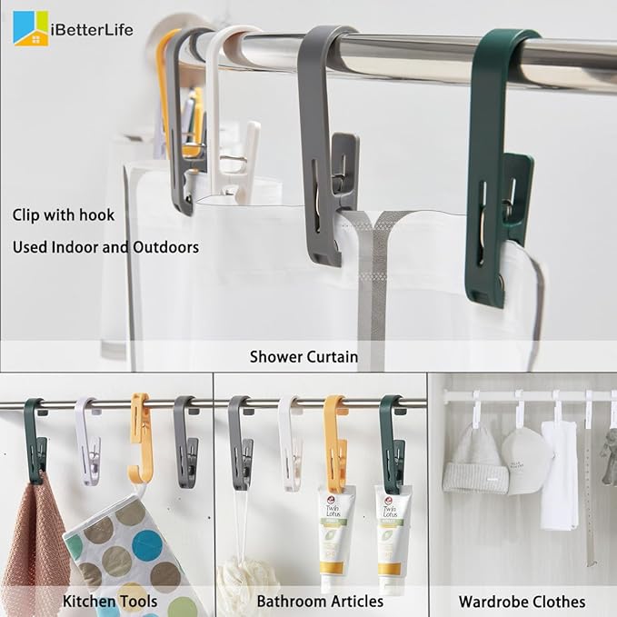 iBetterLife 4Pcs Laundry Hooks Hanging Clips Heavy Duty Outdoor Clothes Pins - Image 5