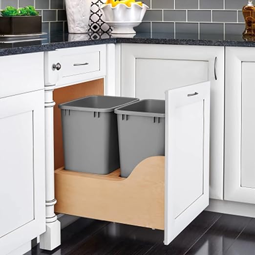 Rev-A-Shelf Pullout Trash Cans for Kitchen Cabinet, Dual 35 Qt Bins - Image 5