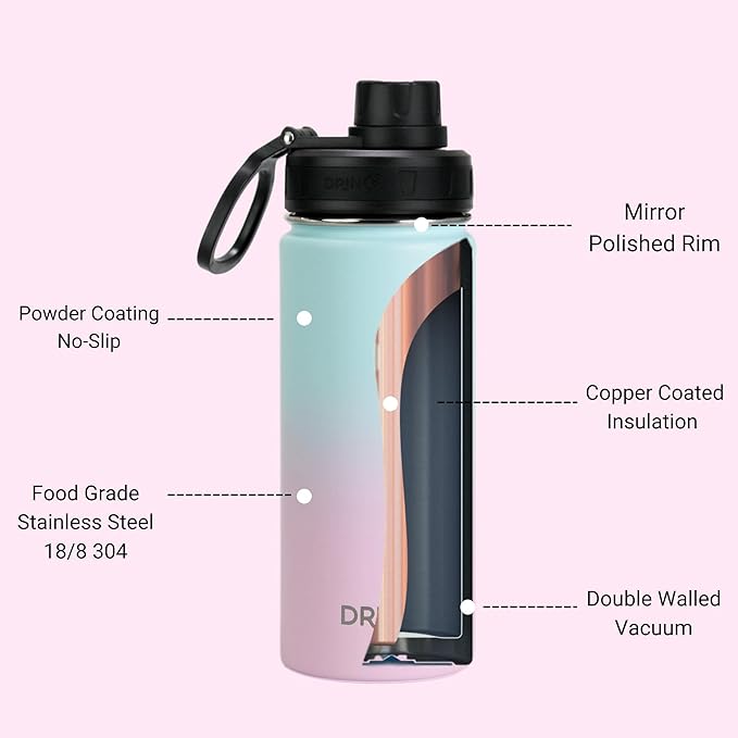 DRINCO Stainless Steel Water Bottle Spout Lid Vacuum Insulated Double Wall - Image 5