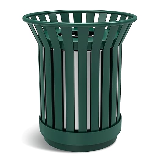 25.2IN Round Large Outdoor Trash Can, Heavy Duty Metal Slatted Garbage Can by Gaonala