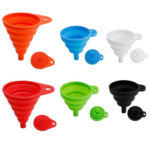 Kitchen Funnel Set of 6, Food Grade Foldable Small and Large Funnel Colorful by Unknown