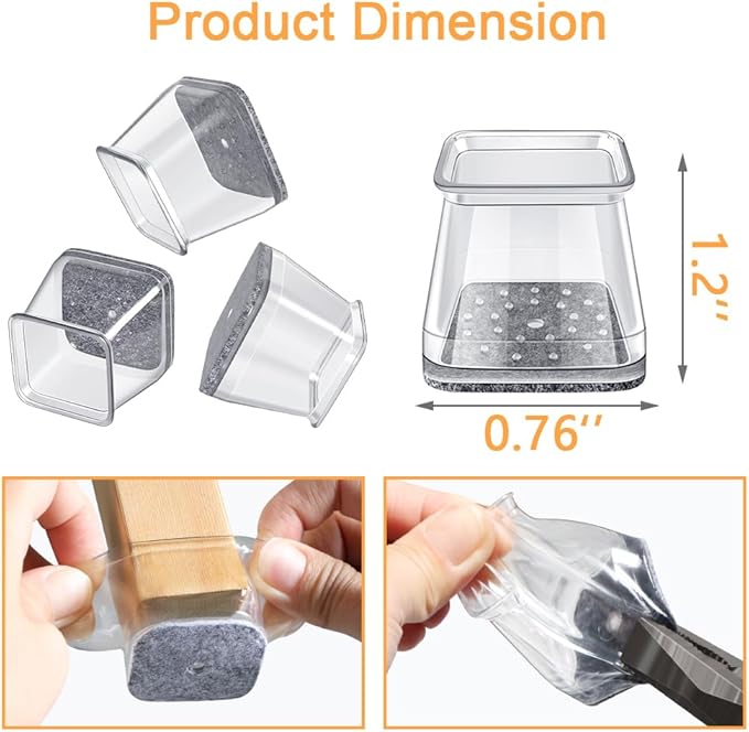 32 Pcs Square Chair Leg Protectors - Image 4
