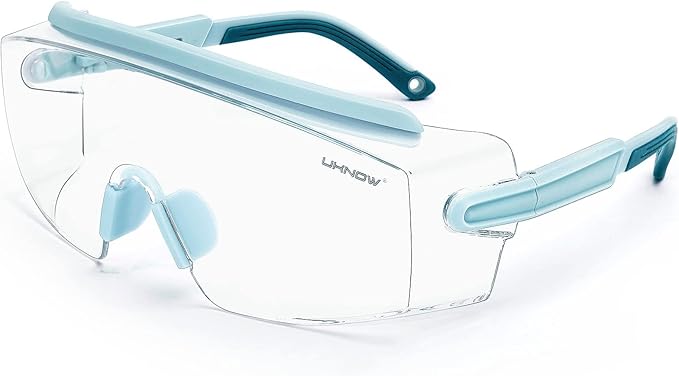UKNOW Safety Goggles Over Glasses, Safety Glasses Anti Fog Wraparound Eye by UKNOW