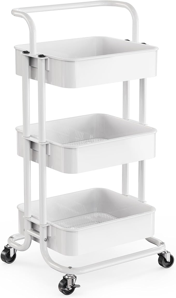 Pipishell 3 Tier Mesh Utility Cart, Rolling Metal Organization Cart by Pipishell