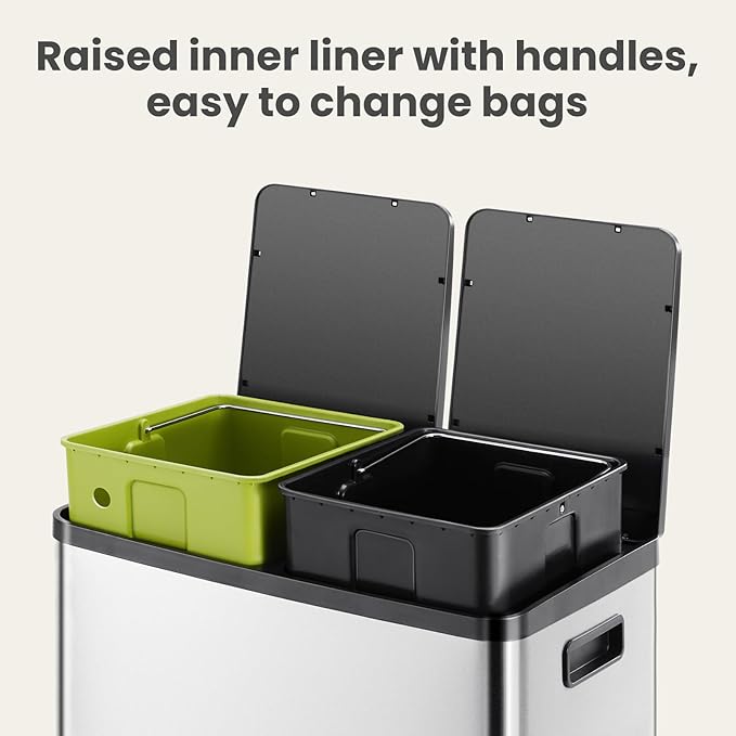 DUMOS Kitchen Trash Can, 2×8-Gallon Garbage Can - Image 3