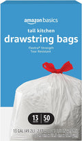 Amazon Basics Flextra Tall Kitchen Drawstring Trash Bags, 13 Gallon by AmazonBasics