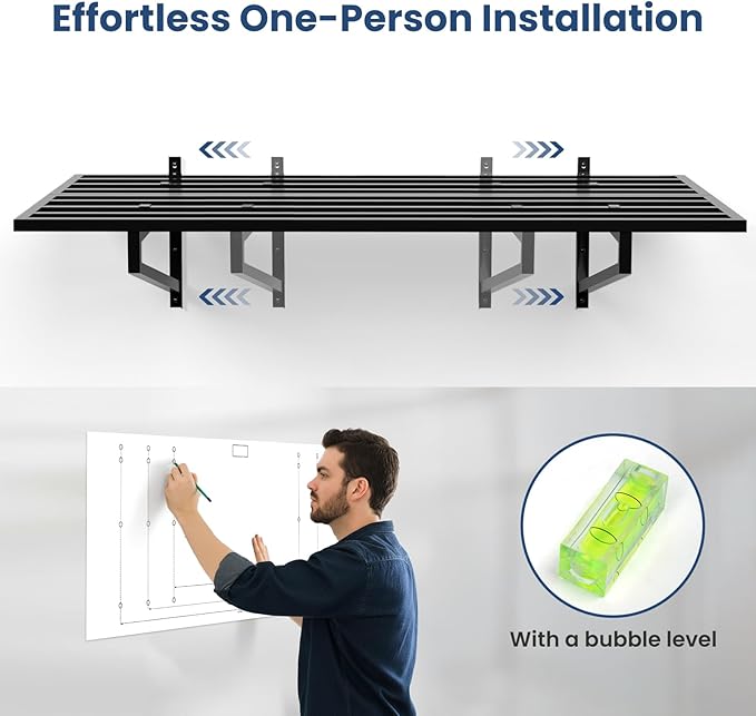 1-Pack Garage Wall Shelves, 250 lbs Capacity, Steel Garage Organization Shelving - Image 5
