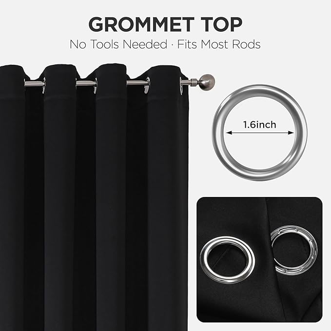 Joydeco Blackout Patio Sliding Door Curtains 108 Inches Long, Grommet Privacy - Image 7