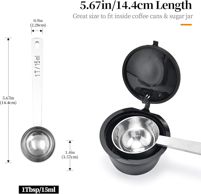 Long Handle Coffee Scoop: 18/8 Stainless Steel 5.64 Inch 1 Tablespoon Metal - Image 2