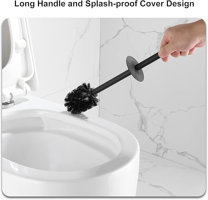 BGL Square Toilet Brush with Holder, Stainless Steel Rubber Painted Toilet Bowl - Image 6