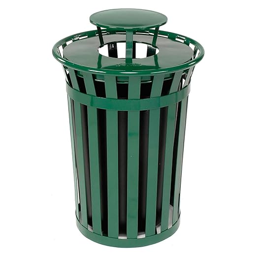 Global Industrial Heavy-Duty 36 Gallon Capacity Outdoor Metal Slatted Trash by GlobalIndustrial