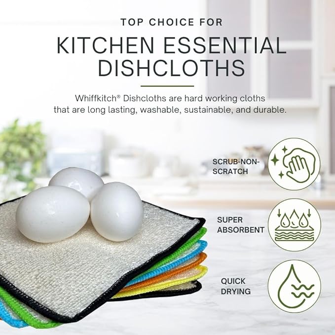 Whiffkitch Dishcloths Dishrags for Kitchen and Household Cleaning 6x7 6-Pack - Image 2