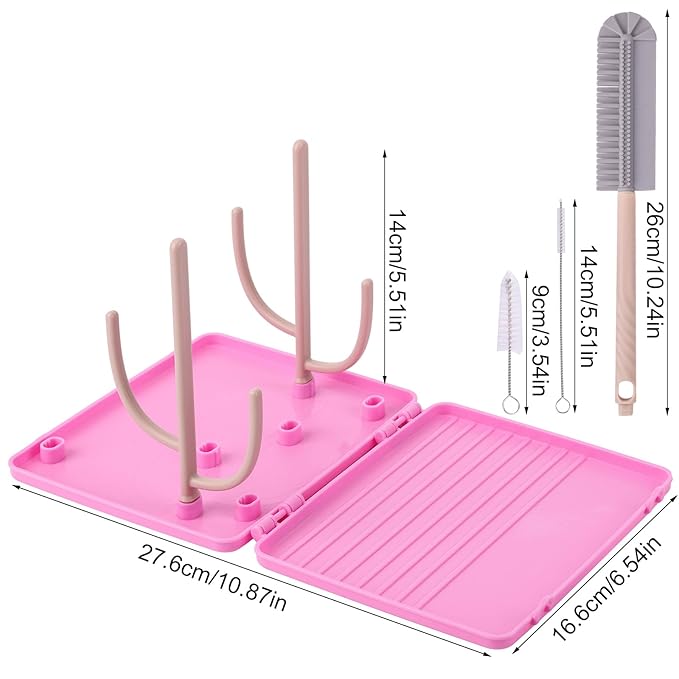 Baby Bottle Drying Rack -Travel Baby Bottle Drying Rack Set, Cleaner Kit - Image 2