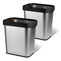 2 Pack Stainless Steel Trash Can 3 Gallon, Open Top Trash Can, Rectangle by TooCust