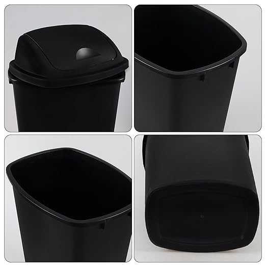 13 Gallon Swing Top Lid Garbage Cans, Large Plastic Kitchen Trash Can Set of 4 - Image 3