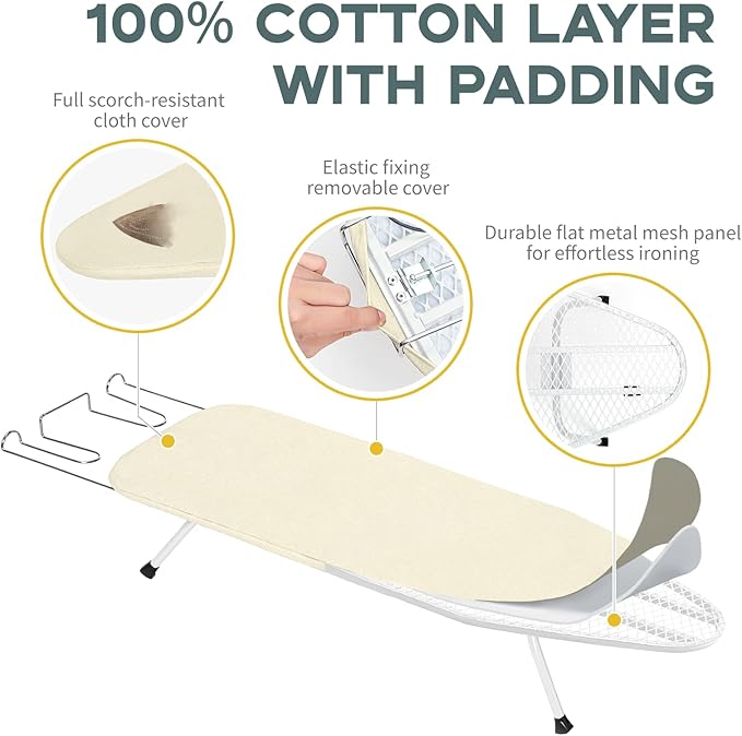 Metal Small Ironing Board Tabletop 31x12, RAINHOL Countertop Mini Iron Board - Image 2