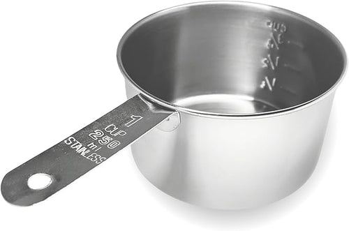 1 Cup Stainless Steel Measuring Cup | Sturdy Metal 250 ml | 240 cc | 8 oz | by Knupp+Co.