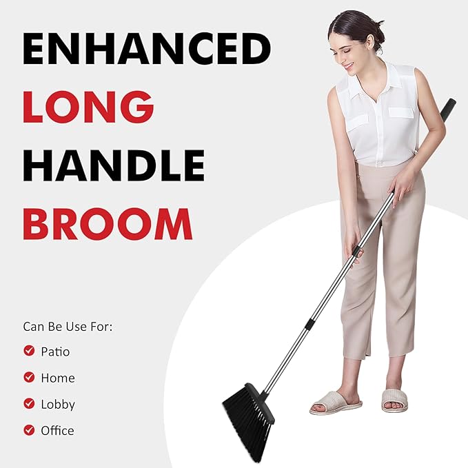 Heavy Duty Broom, 55 Inch Long Handle Outdoor Large Angle Brooms, Commercial - Image 7
