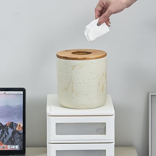 Natural Travertine Textures Beige Mini Trash Can - Image 4