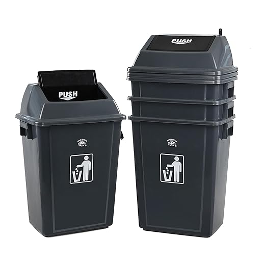 4 Packs 13 Gallon Commercial Heavy-Duty Trash/Garbage Can, Swing Lid Waste by Afromy