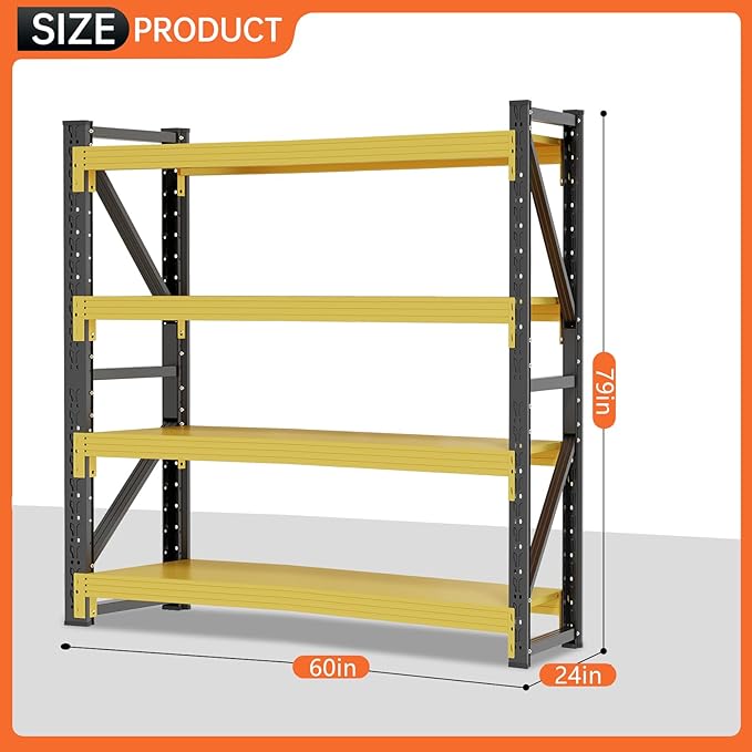 60" W Storage Shelves Heavy Duty, 4 Tier Metal Garage Shelving Units, 5000LBS - Image 2