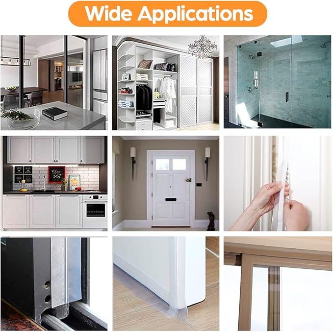 28.9 Ft Door Weather Stripping Door Seal Strip Tape, Silicone Door Draft Stopper - Image 6