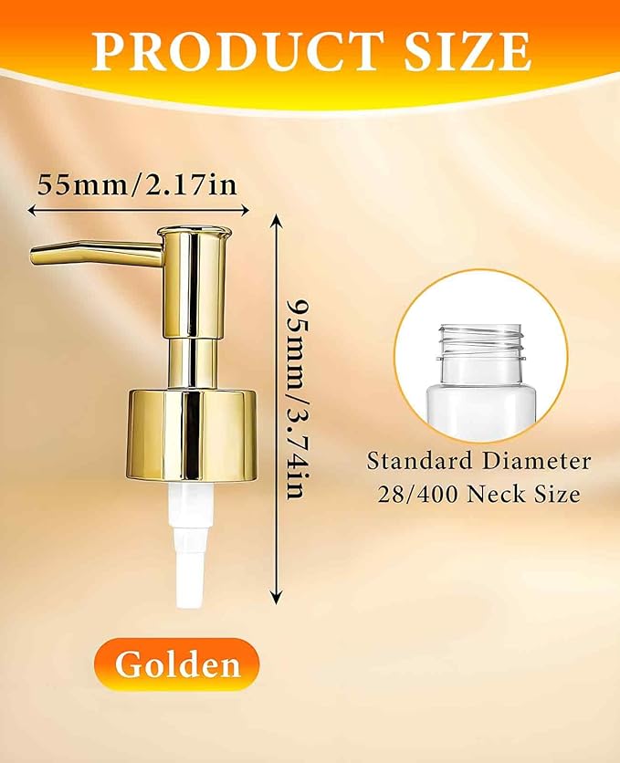 6 Pack Gold Soap Dispenser Pump, Top Replacement - Image 2