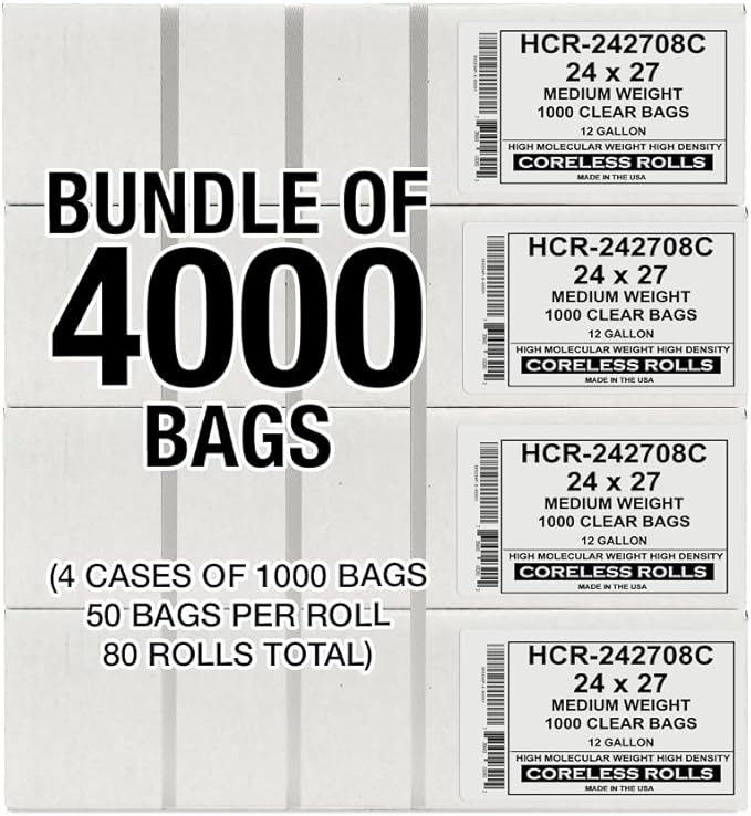 Aluf Plastics High Density Trash Bags, 12 Gallon, 8 Micron, - Image 2