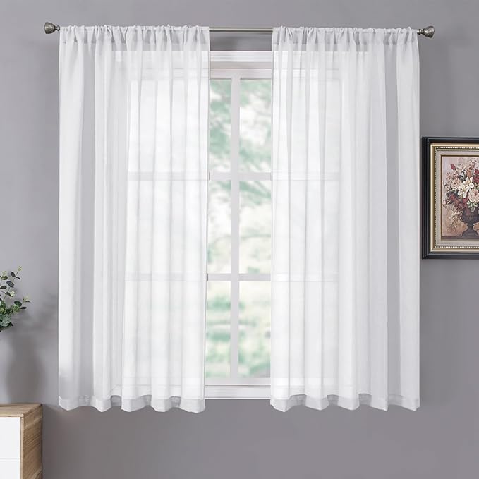 Tollpiz Sheer Curtains Living Room Linen Textured Curtain Sheers Light by Tollpiz