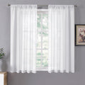 Tollpiz Short Sheer Curtain Linen Textured Living Room Curtains Sheer Light by Tollpiz