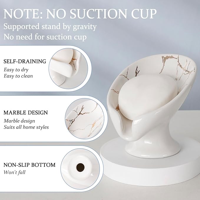 Soap Dish Set, Self Draining Bar Soap Holder - Image 3