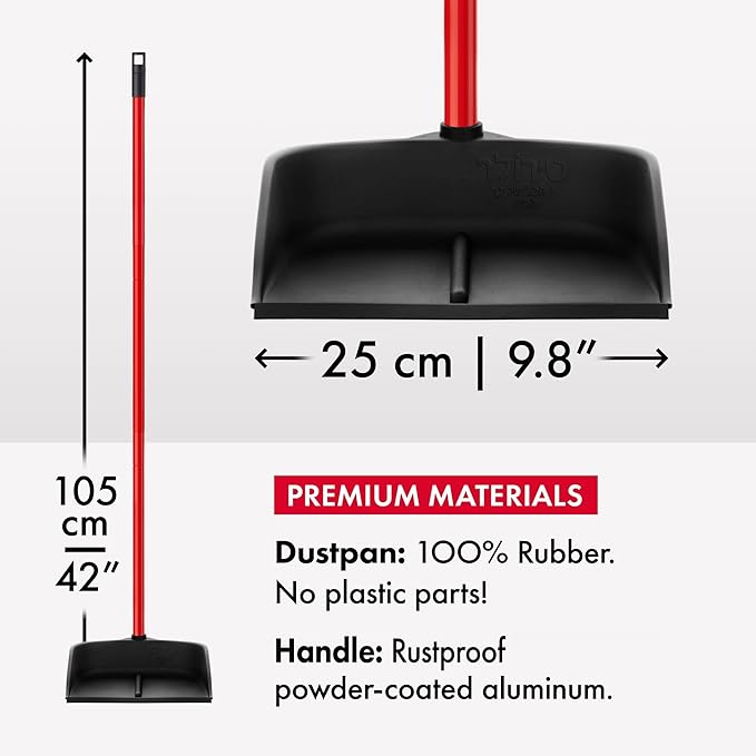 Dustpan with Handle by Ravmag- Solid Natural Rubber Construction- 40” Long - Image 4
