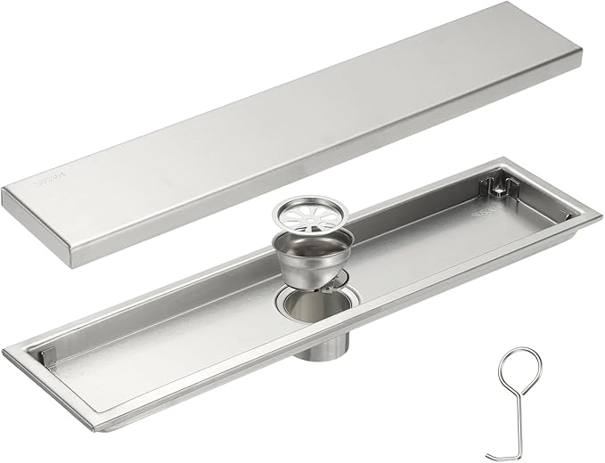 uxcell Rectangular Shower Drain, Brushed 304 Stainless Steel Odor-Proof Floor by uxcell