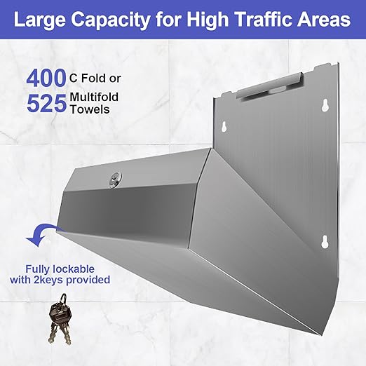 Paper Towel Dispenser Wall Mount, Brushed Stainless Steel Commercial Paper - Image 2