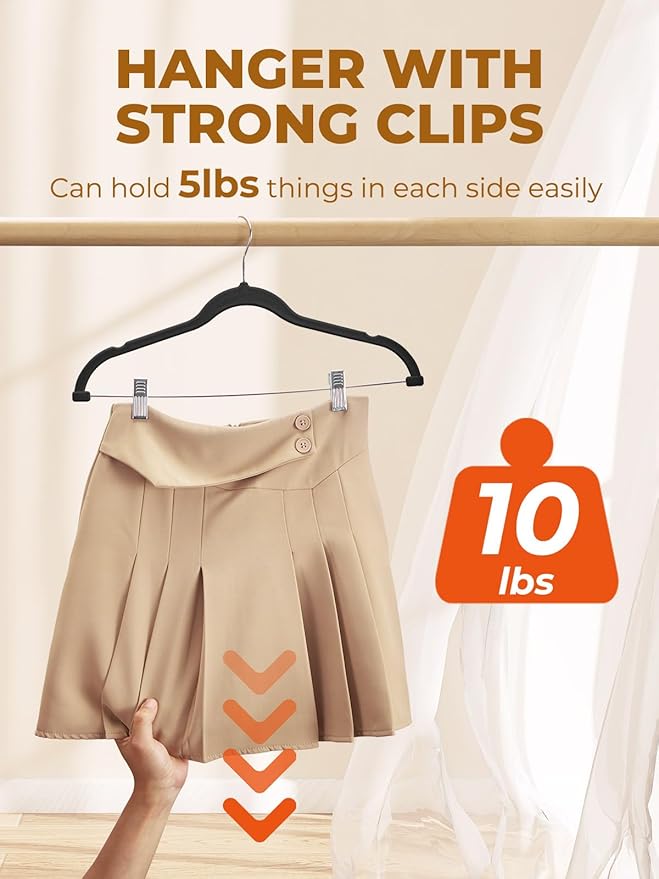 HOUSE DAY Velvet Skirt Hangers 36 Pack, Space Saving Slim Shorts Hanger - Image 3
