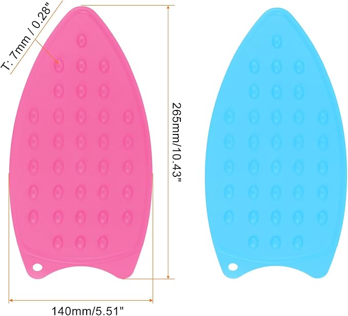HARFINGTON 2pcs Silicone Iron Rest Pad, Fuchsia/Blue - Image 2