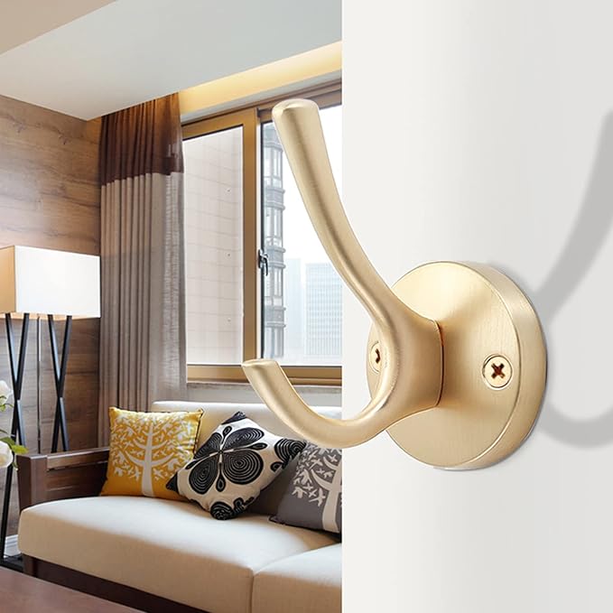Gold Coat Hooks for Wall, 2 Pack Heavy Duty Towel Robe Hooks, Hats Hooks for - Image 8