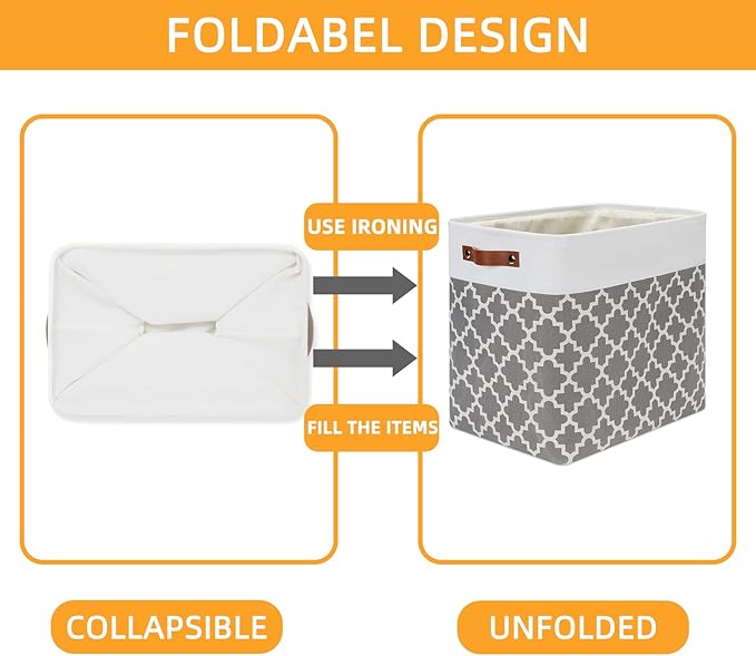 DULLEMELO Storage Baskets Large 17"x12"x15" Foldable Rectangular Storage Bins - Image 3
