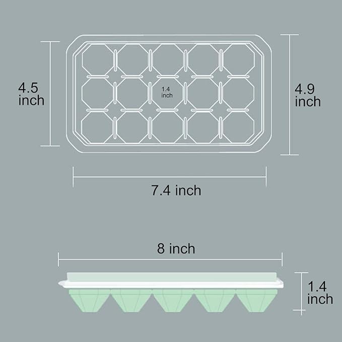 Ice Cube Trays with Silicone Lid, 15 Grid Diamond Shaped Ice Tray Easy Release - Image 5