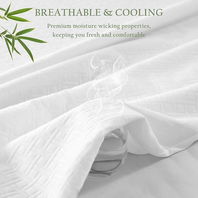 100% Waterproof Queen Mattress Protector, Breathable Bamboo Rayon Mattress Cover - Image 5