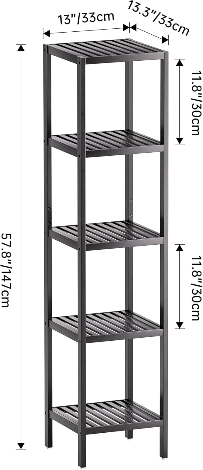 SMIBUY Bathroom Storage Shelf, 5-Tier Bamboo Rack Organizer - Image 3