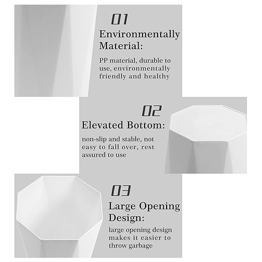 12L Trash Can Wastebasket Plastic Trash Bin Garbage Container Rubbish Can Paper - Image 3